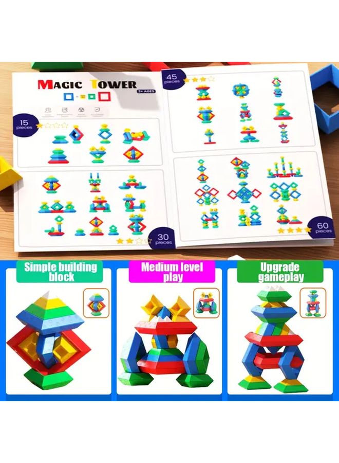 STEM Pyramid Stacking Blocks 16pcs Educational Toy for Fine Motor Skills Creative Thinking Shape Recognition - Image 5